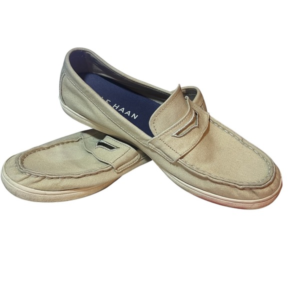 Cole Haan Men's 10.5 Beige Loafers Canvas Casual Slip On Comfort‎ Shoes C25764 - Picture 3 of 10